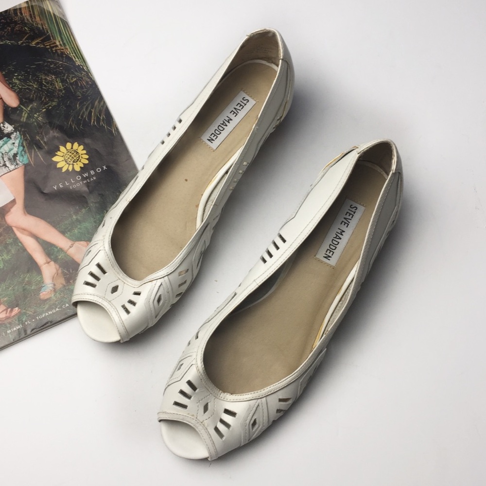 Steve Madden White Nixxie Low Wedge Sandals